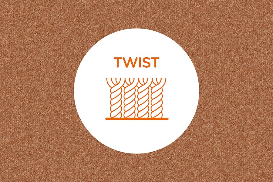 Cross section of twist pile carpet yarns